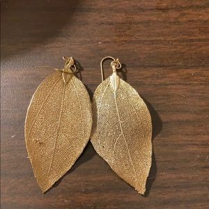Gold Metal Leaf Earrings